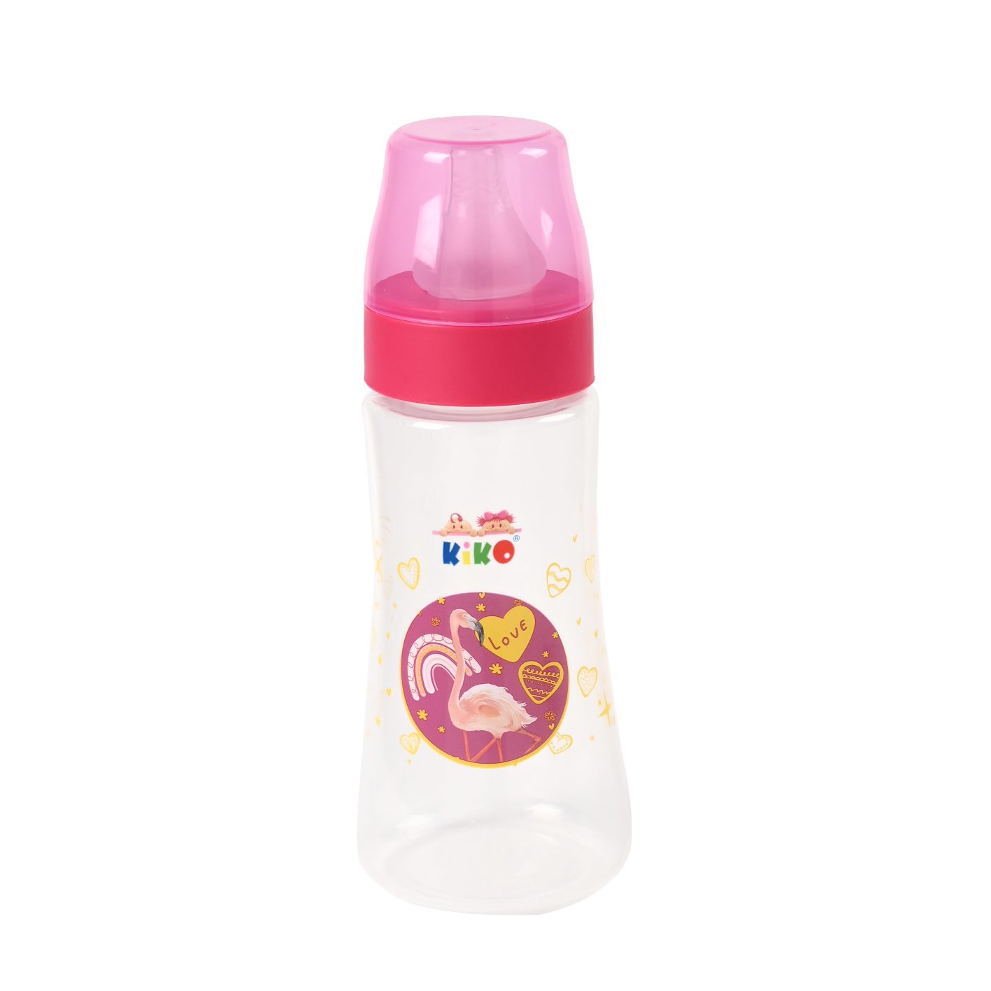 16135-Pink KIKO FEEDING BOTTLE WITH SILICON NIPPLE 250 ML - Image 1