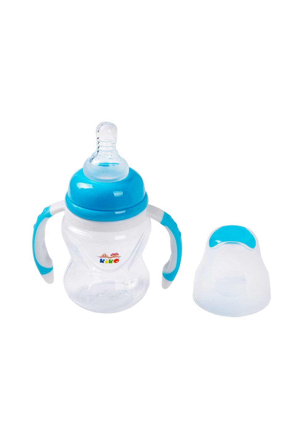 17104-blue KIKO FEEDING BOTTLE WITH HANDLE 120ML WITH SILICON NIPPLE - Image 1